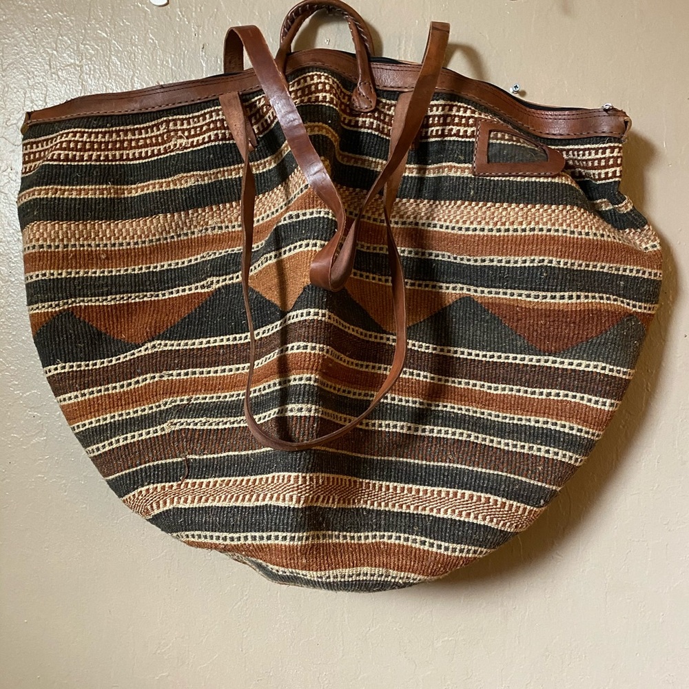 HUGE vintage tribal sisal African travel bag